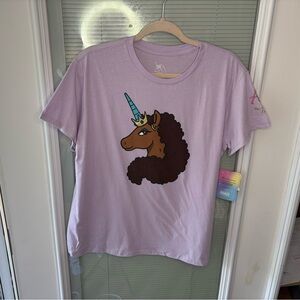 Afro Unicorn Lavender Unicorn Graphic Tee by